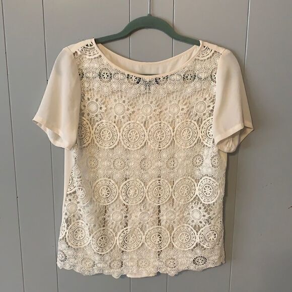 Fifteen Twenty Cream Crochet Blouse Size Small - Picture 1 of 5